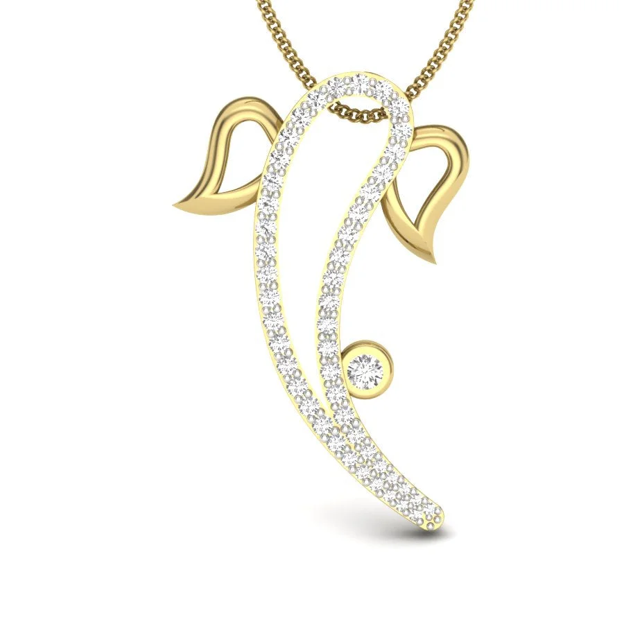Ganesha Serene Trunk Diamond Pendant