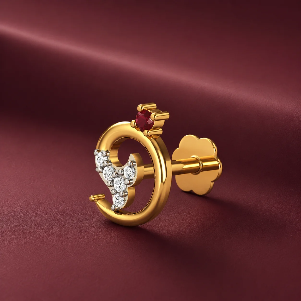 Crimson Luna Nose Pin