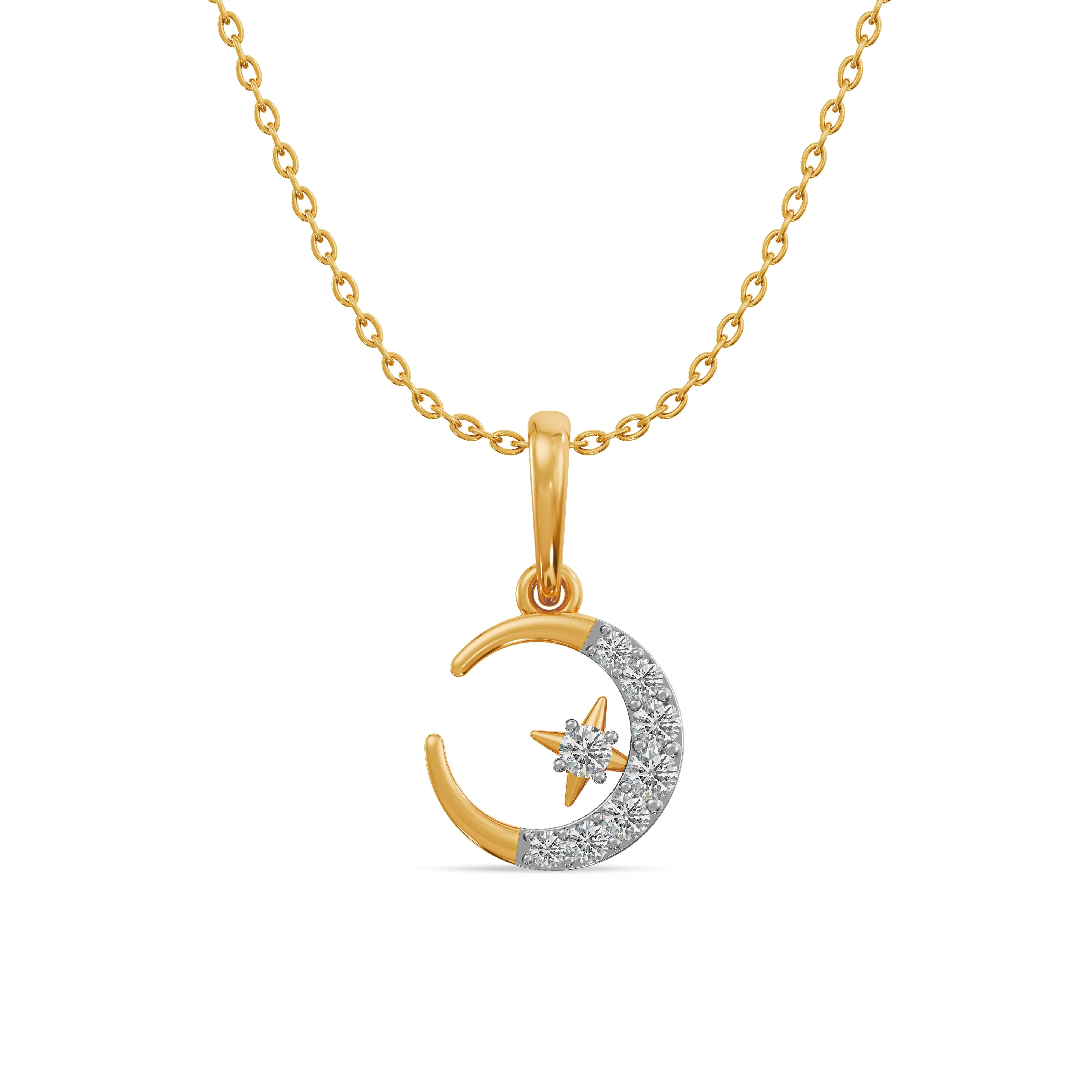 Moon & Star Diamond Pendant