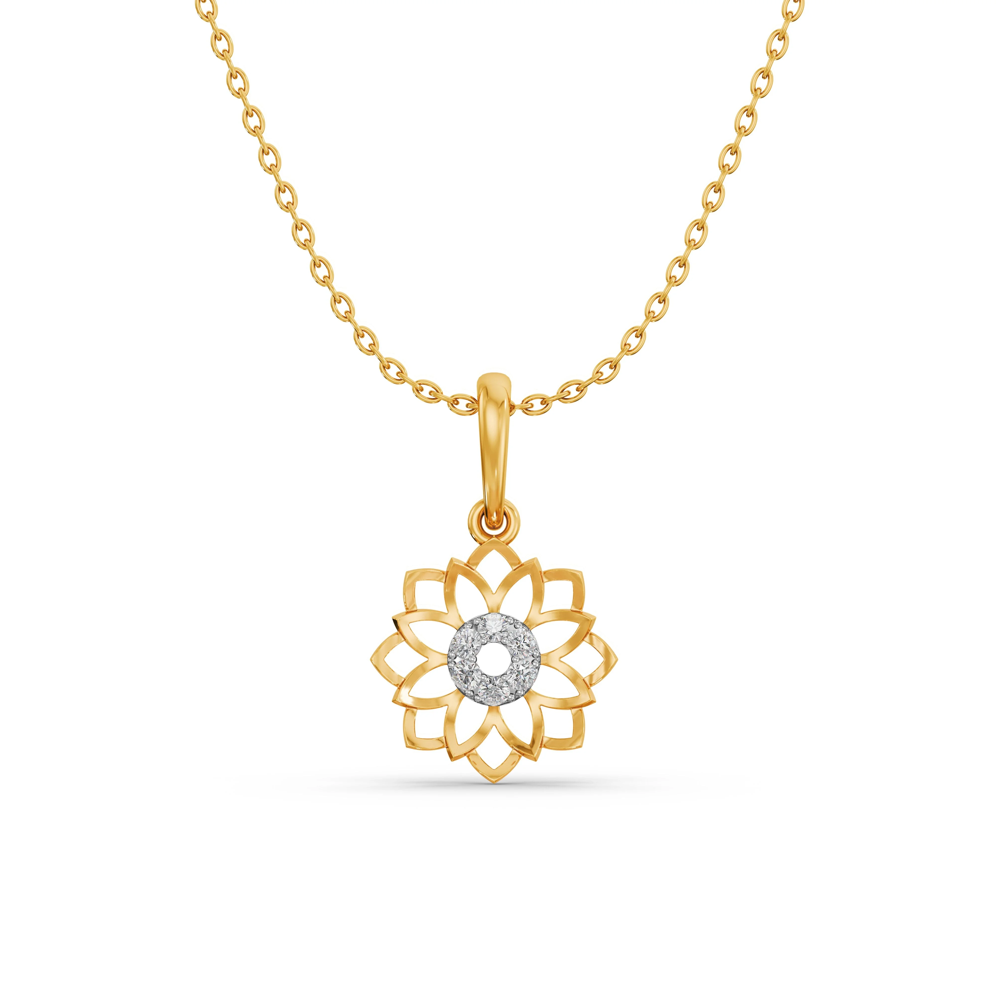 Golden Lotus Diamond Pendant