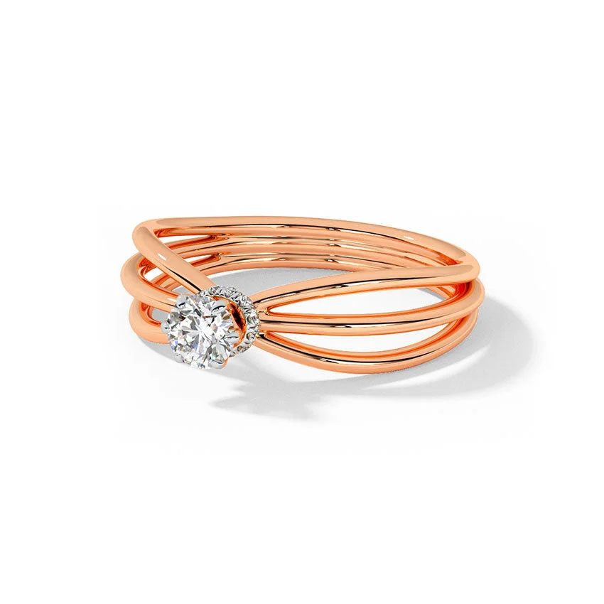 Rose Gold Crossover Solitaire Ring