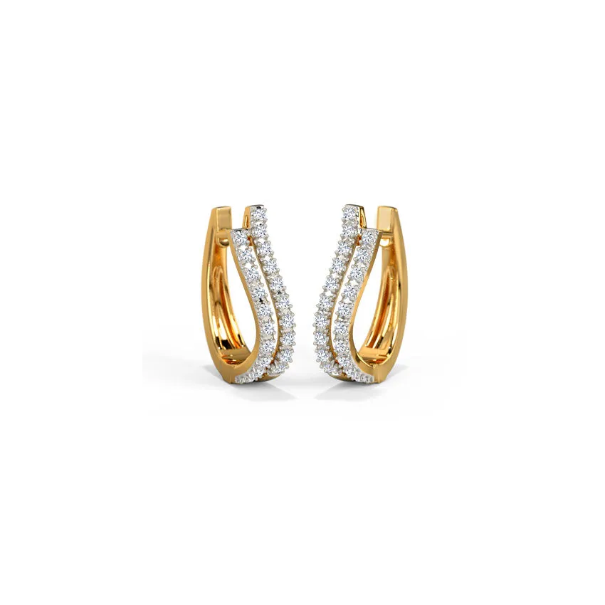 Twisted Gold Diamond Hoops Earring