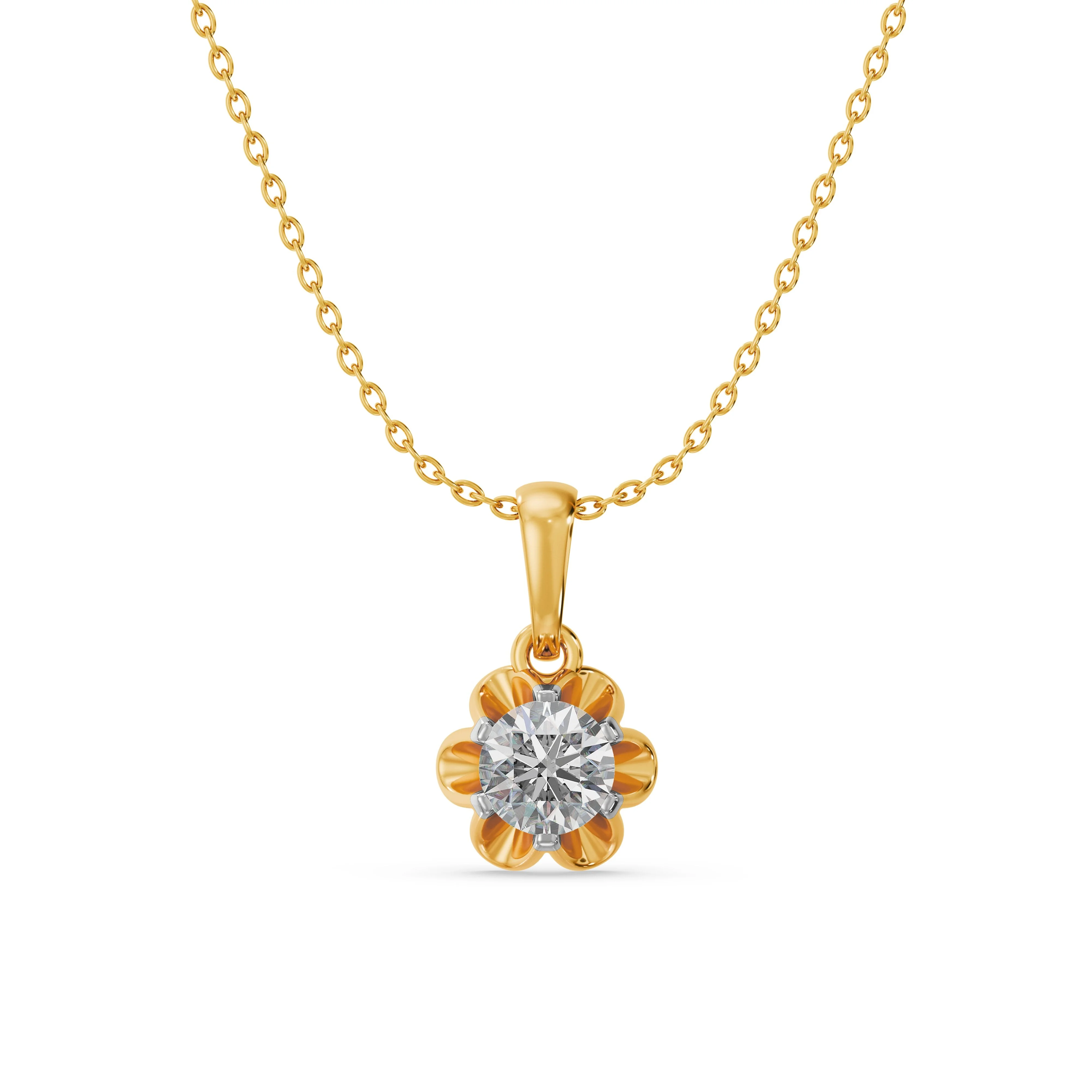 Golden Bloom Solitaire Pendant