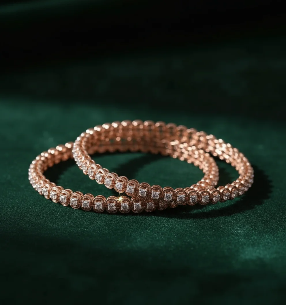 Rosette Link Diamond Bangle