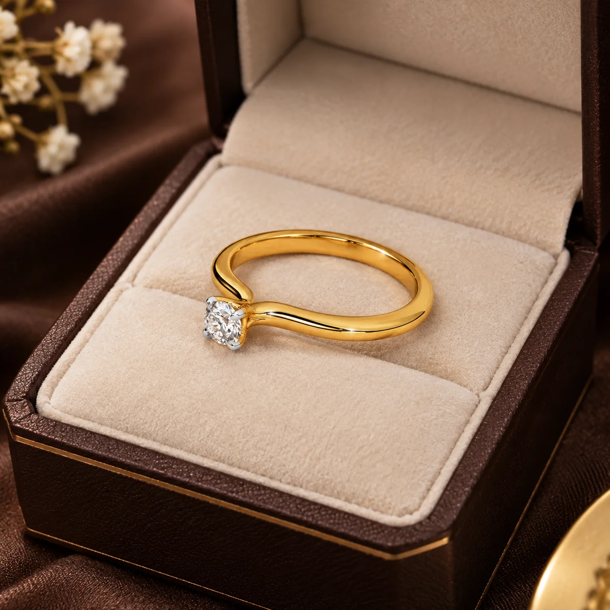 Grace Curve Solitaire Ring
