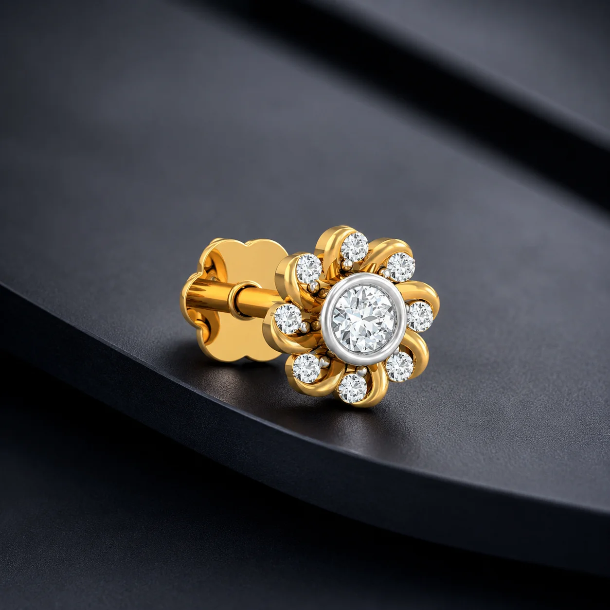 Golden Blossom Nose Pin