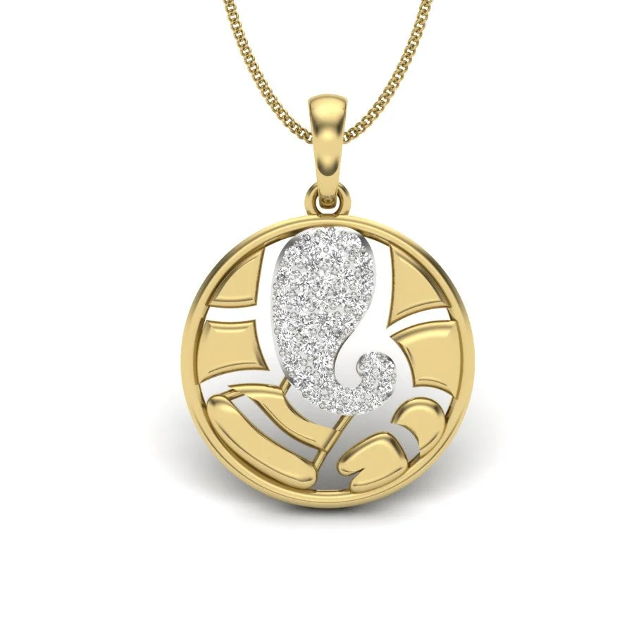 Ganesha Radiant Mandala Diamond Pendant