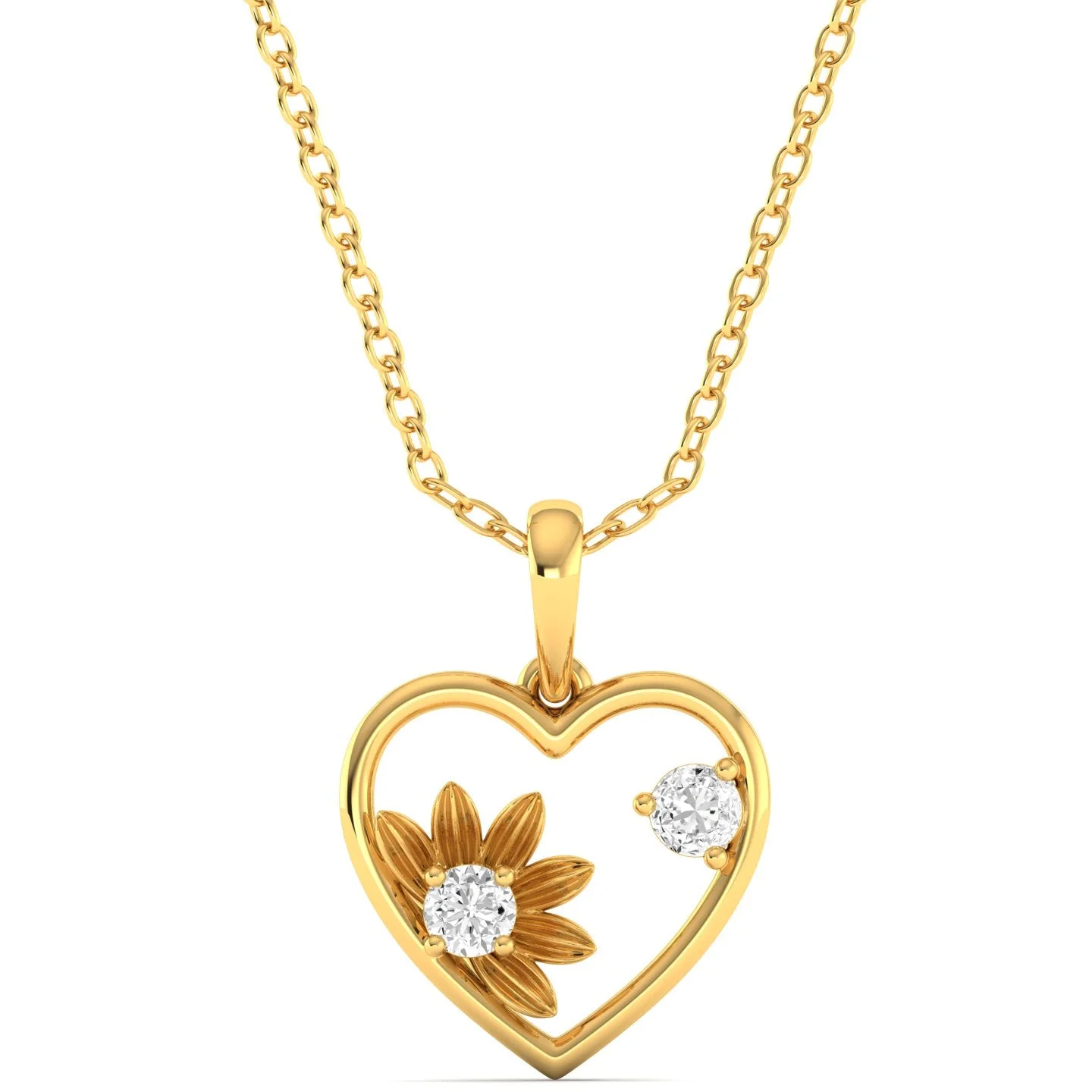 Floral Heart Diamond Pendant