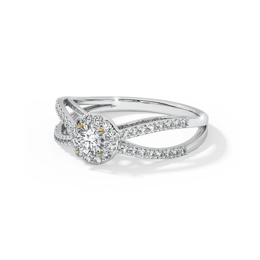 Aurora Split Halo Diamond Ring