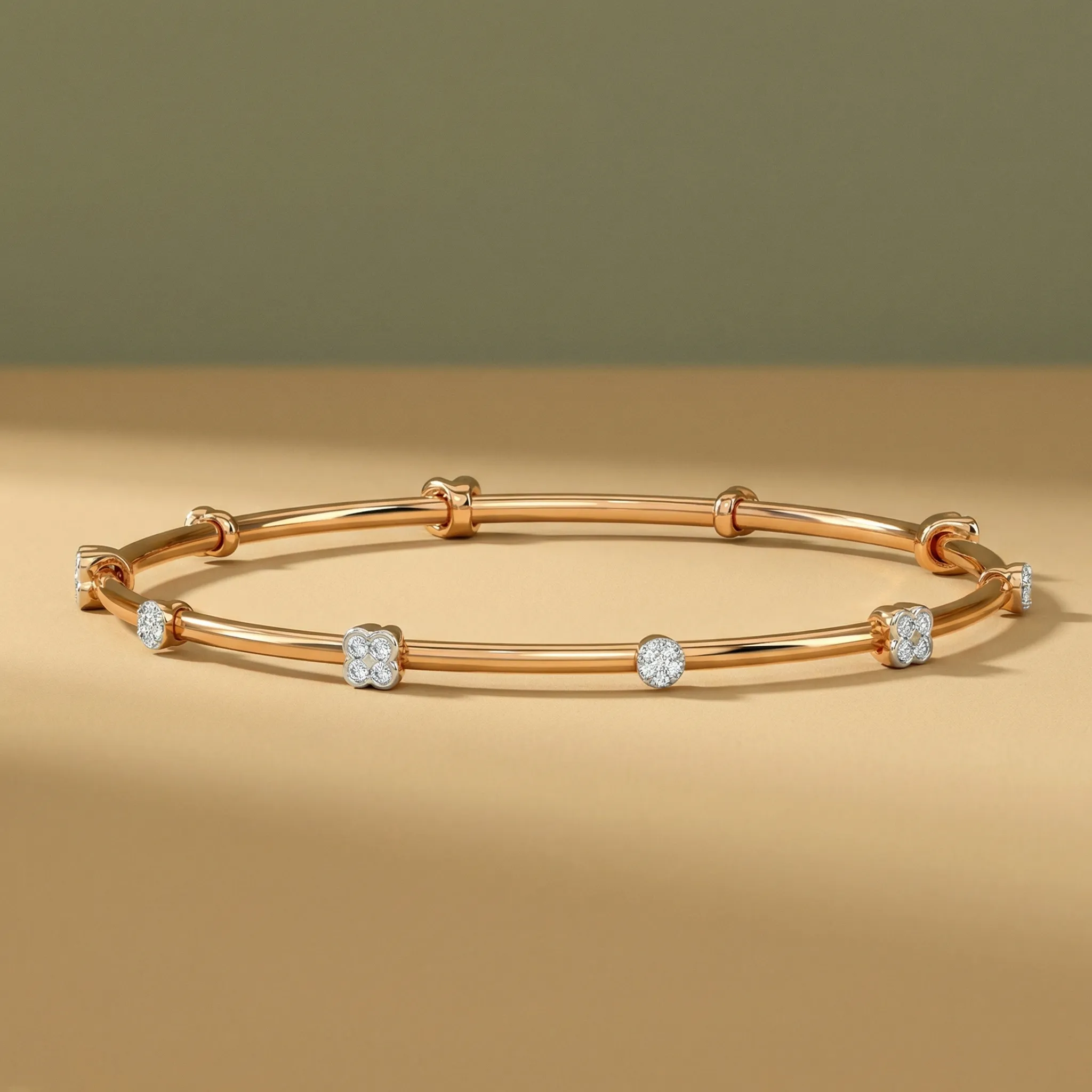 Flora Edge Diamond Bangle