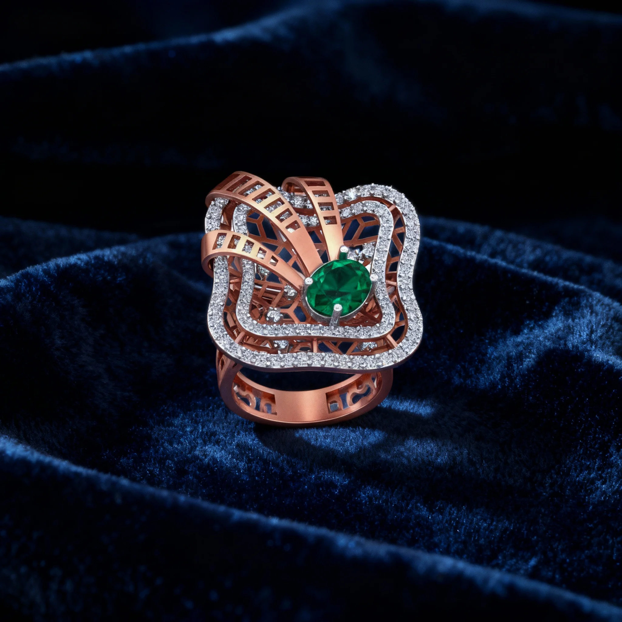 Seraphina Emerald Lattice Ring