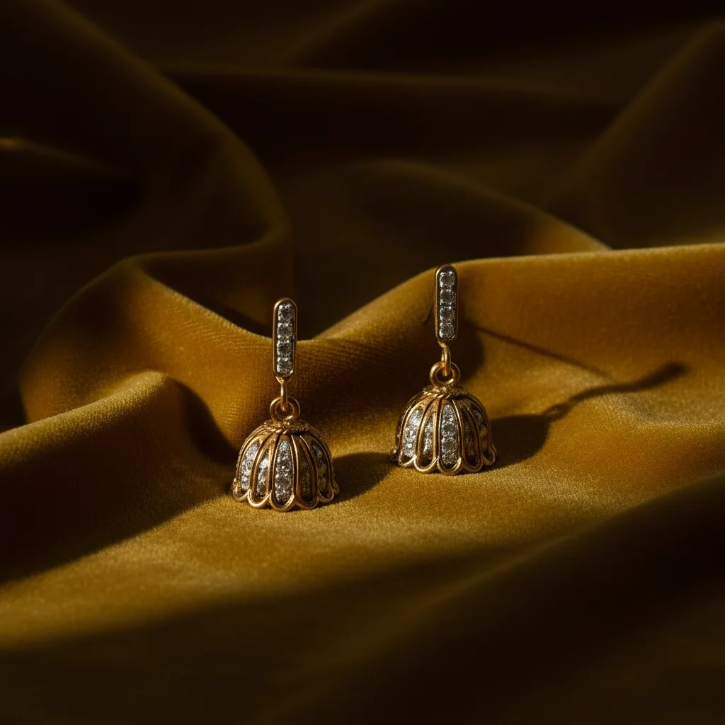 Fluted Flora Diamond Jhumkas