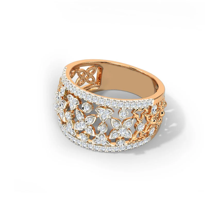 Floral Lattice Diamond Ring