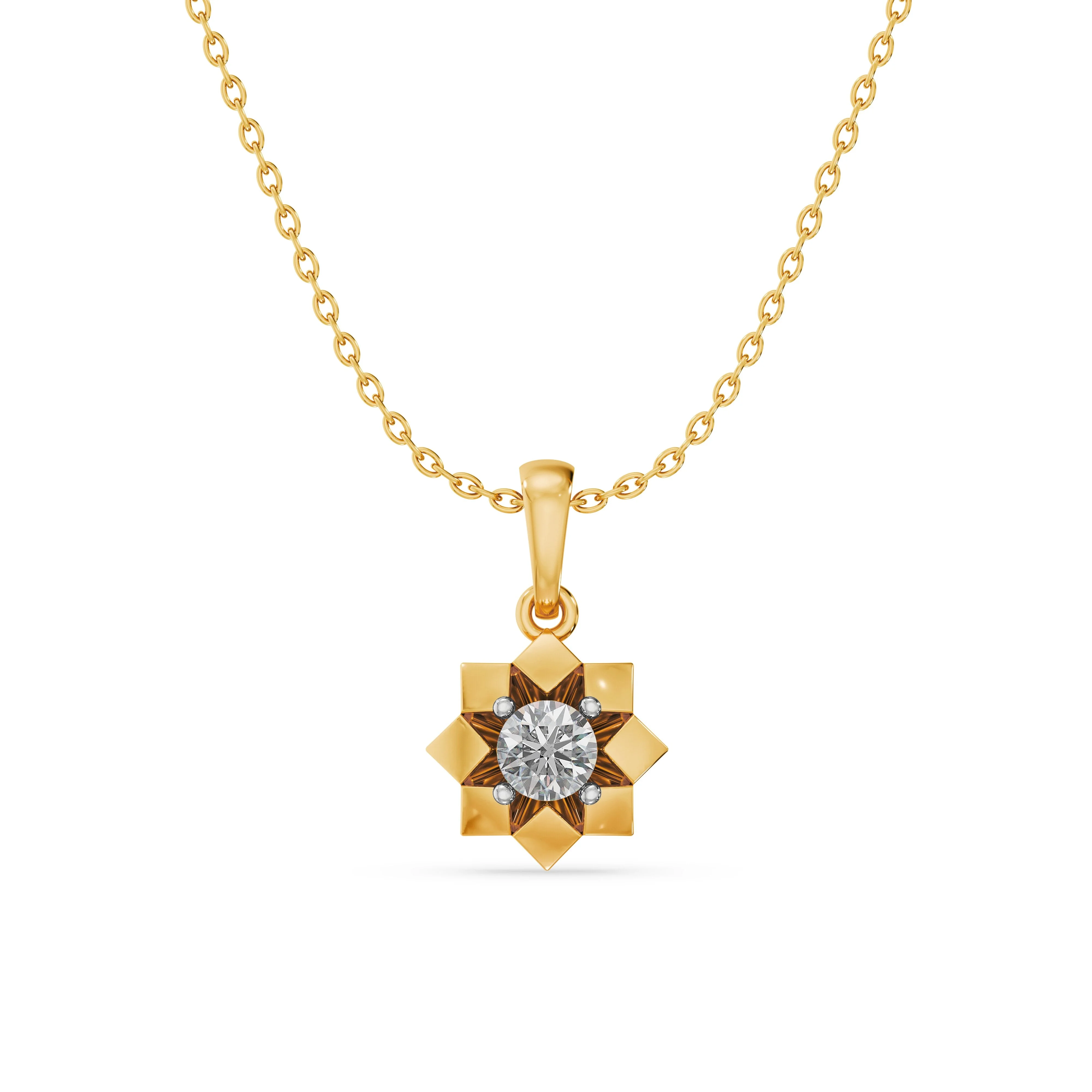 Golden Starburst Diamond Pendant