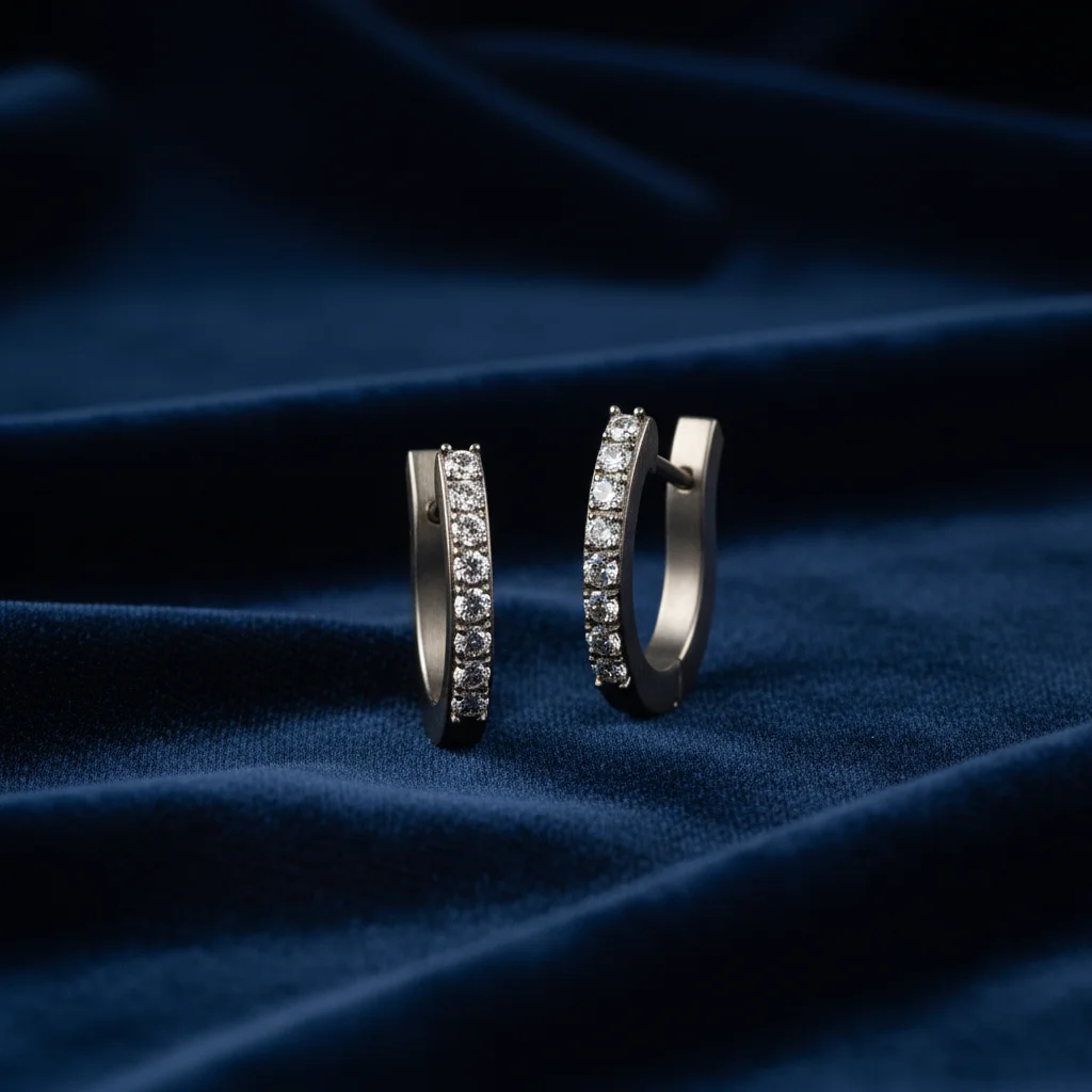Slate Pavé Diamond Huggies