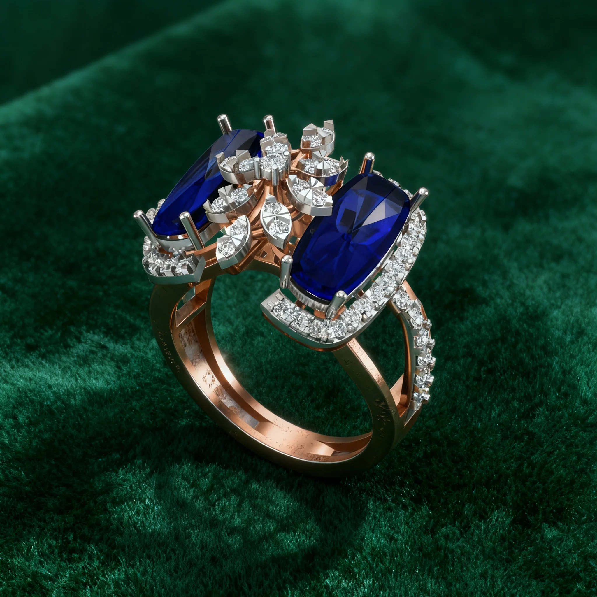 Midnight Bloom Statement Ring