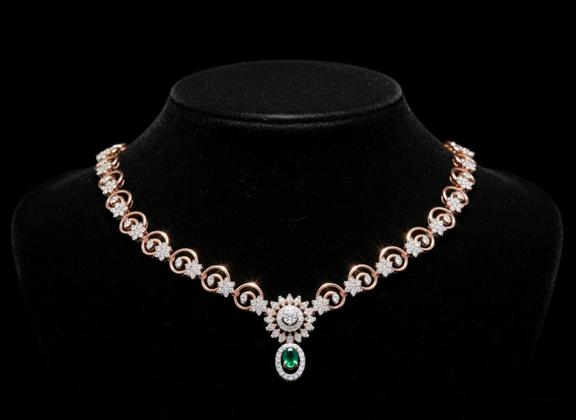 Aurex Spiral Emerald Diamond Necklace