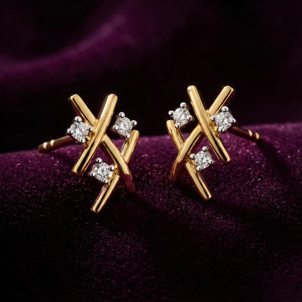 Kiss Cross Diamond Studs