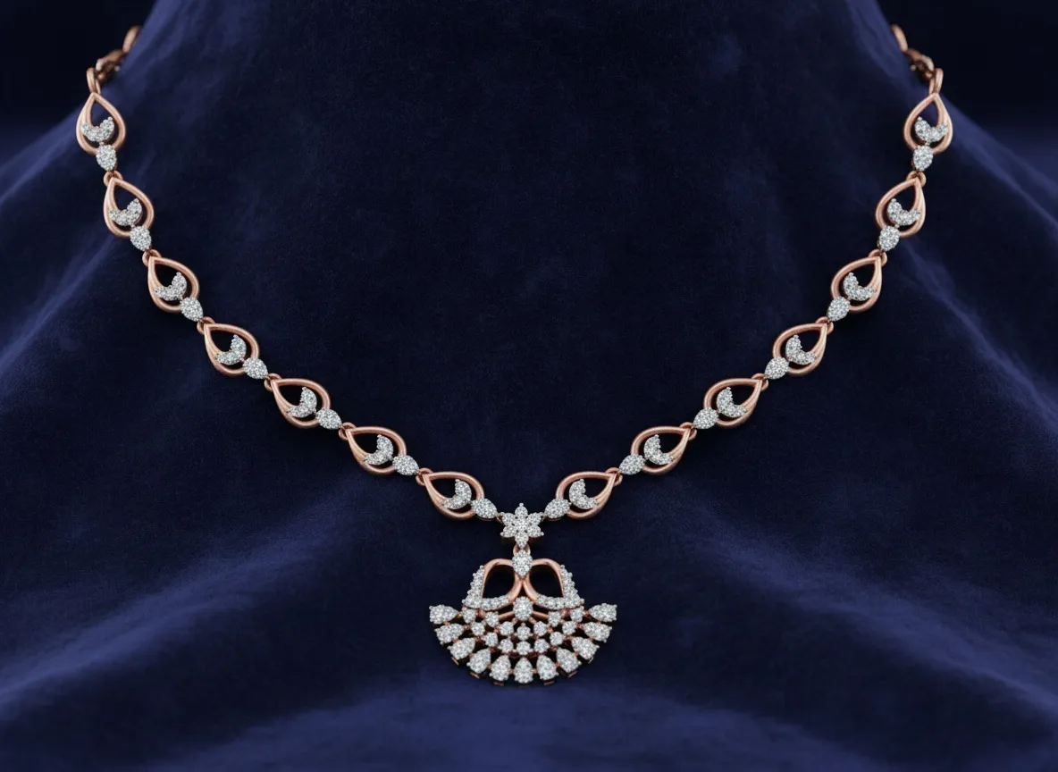 Diamond Cascade Fan Necklace