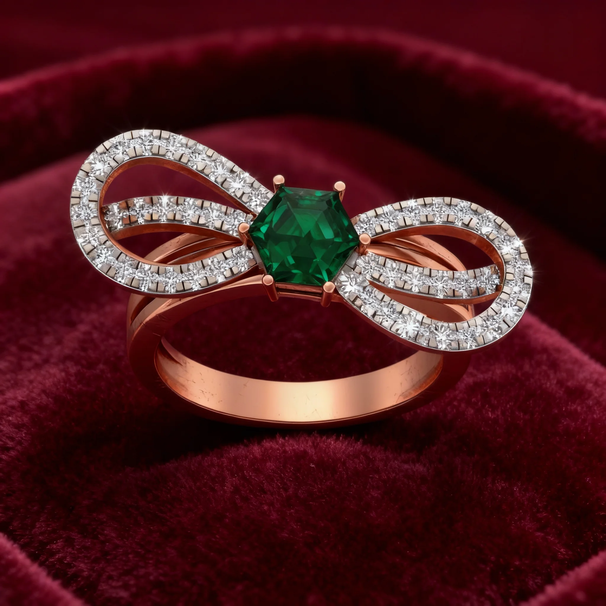Seraphina Emerald Bow Ring