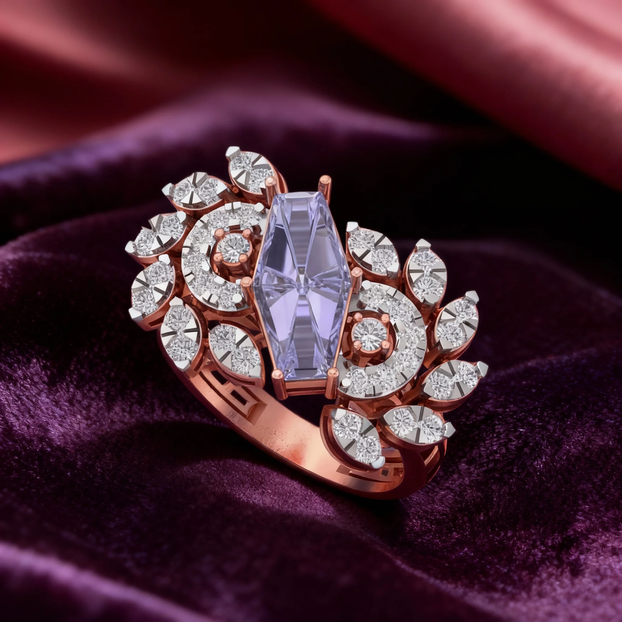 The Lavender Bloom Diamond Cocktail Ring