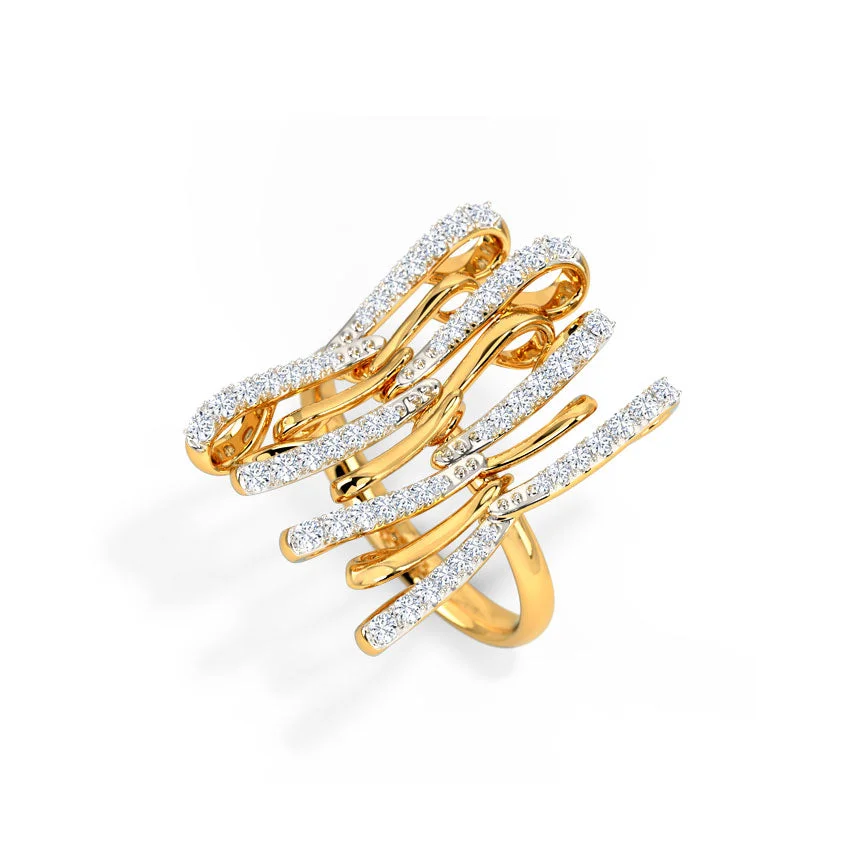 Golden Cascade Diamond Ring