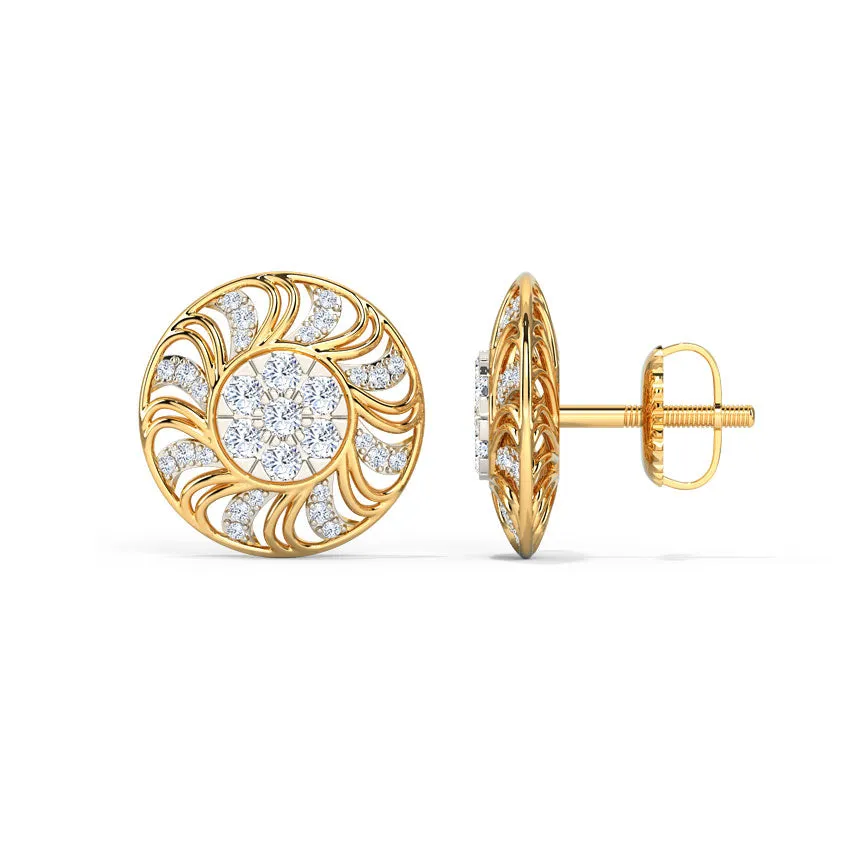 Golden Pinwheel Diamond Earrings