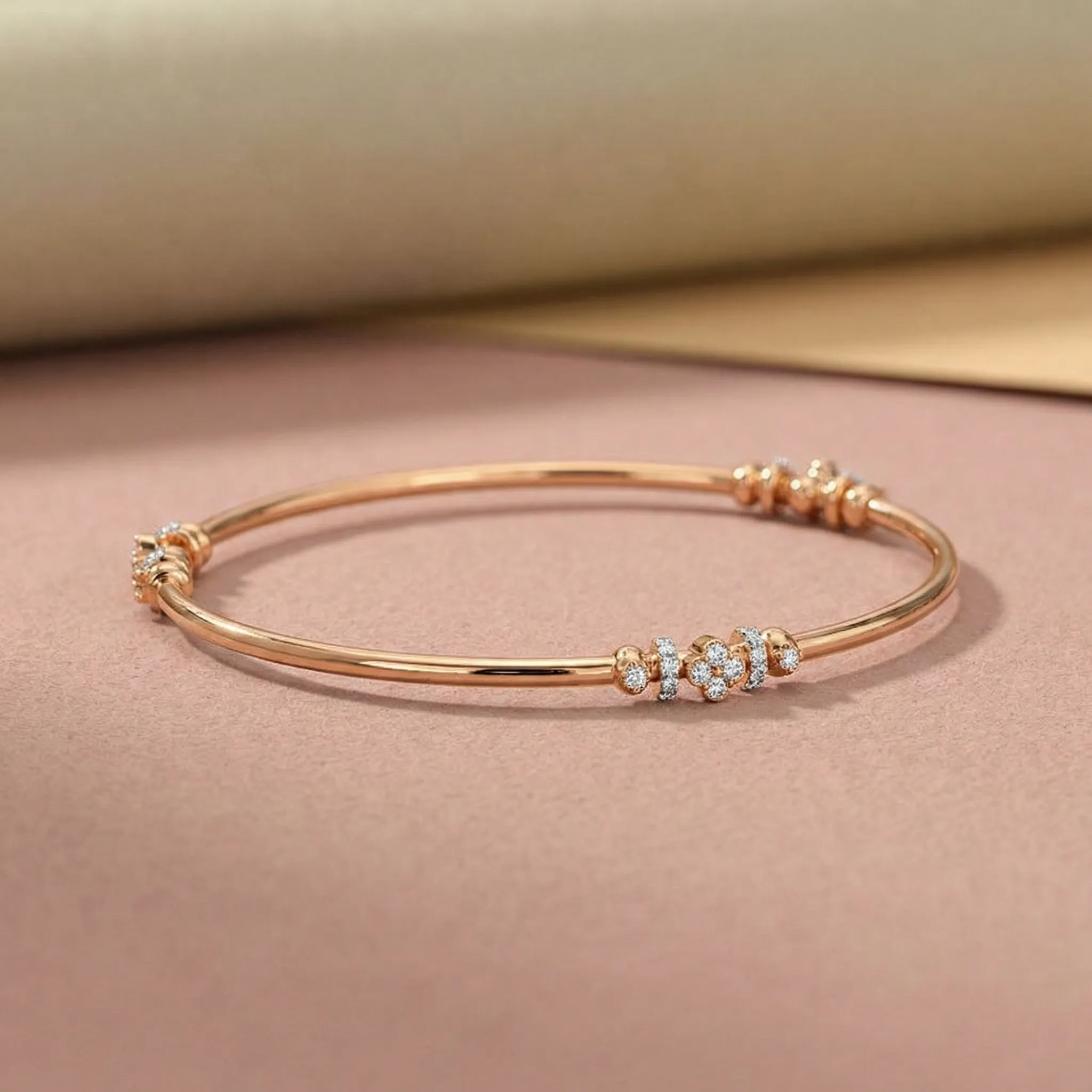 Rosette Line Diamond Bangle