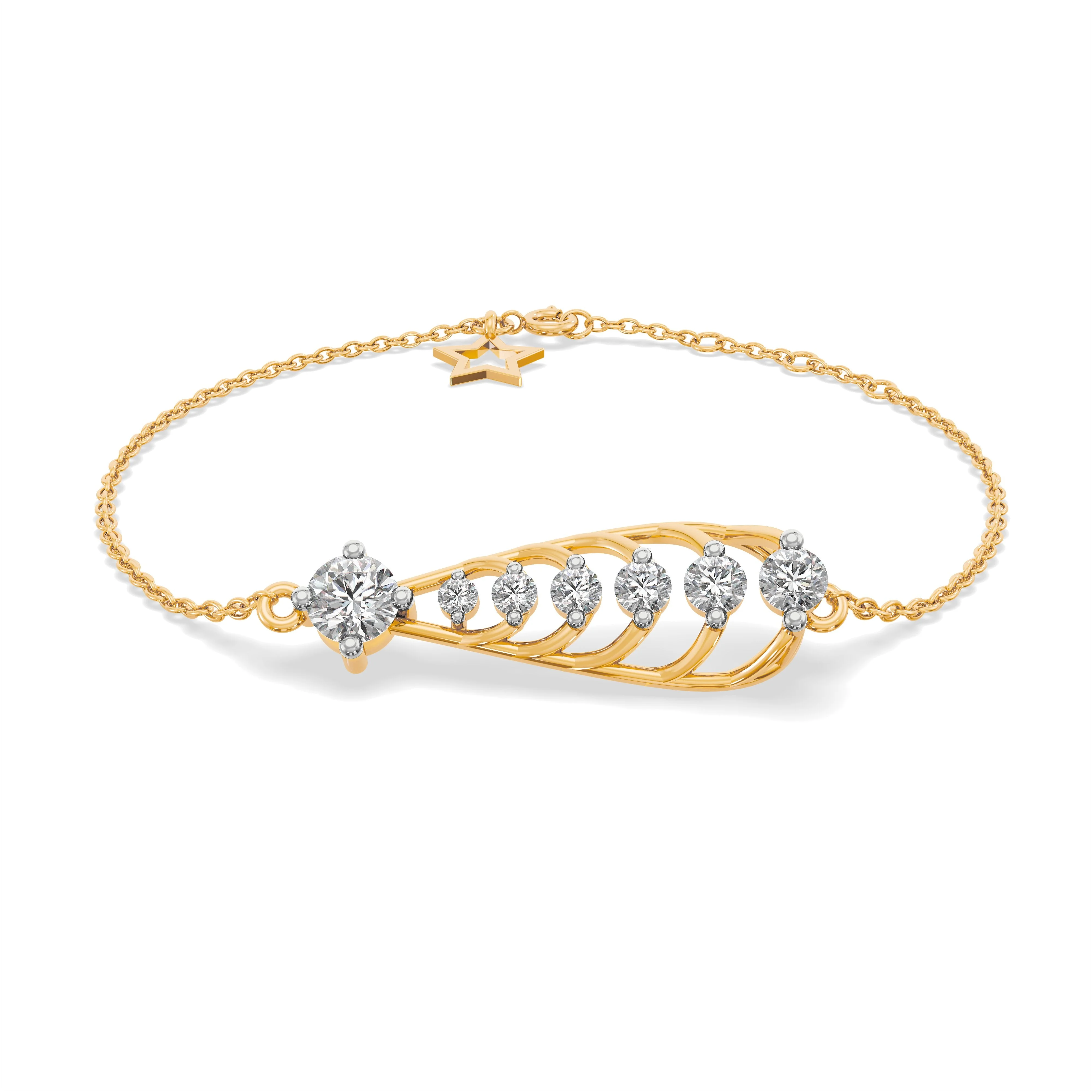 Golden Feather Diamond Bracelet