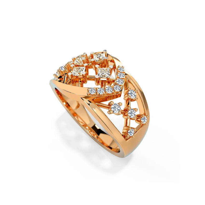 Crown Pavilion Diamond Ring