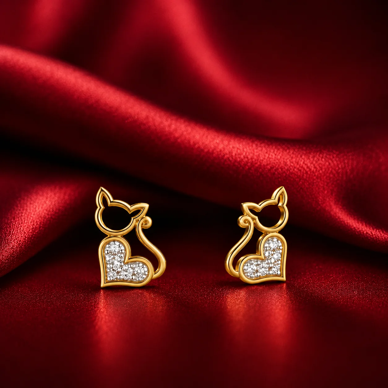 Kitty Heart Studs