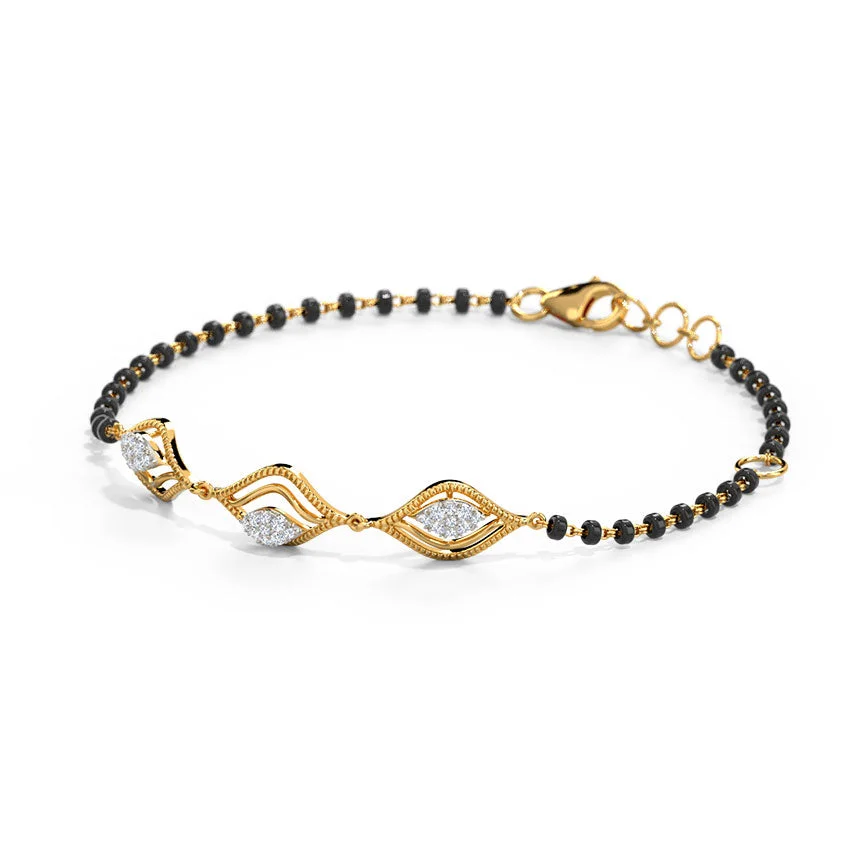 Trinity Leaf Diamond Mangalsutra Bracelet
