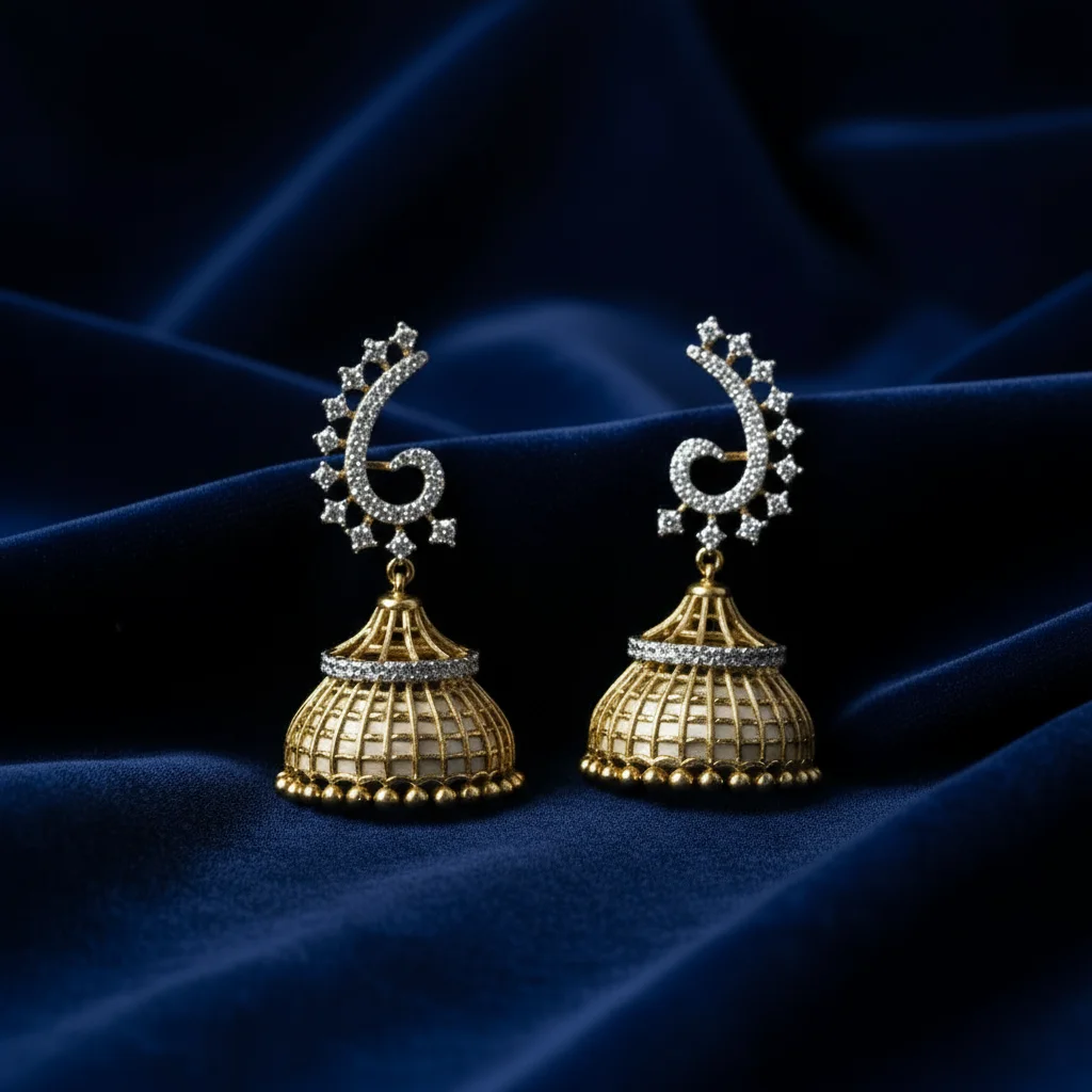 Rajsi Pearl & Diamond Jhumka Earrings