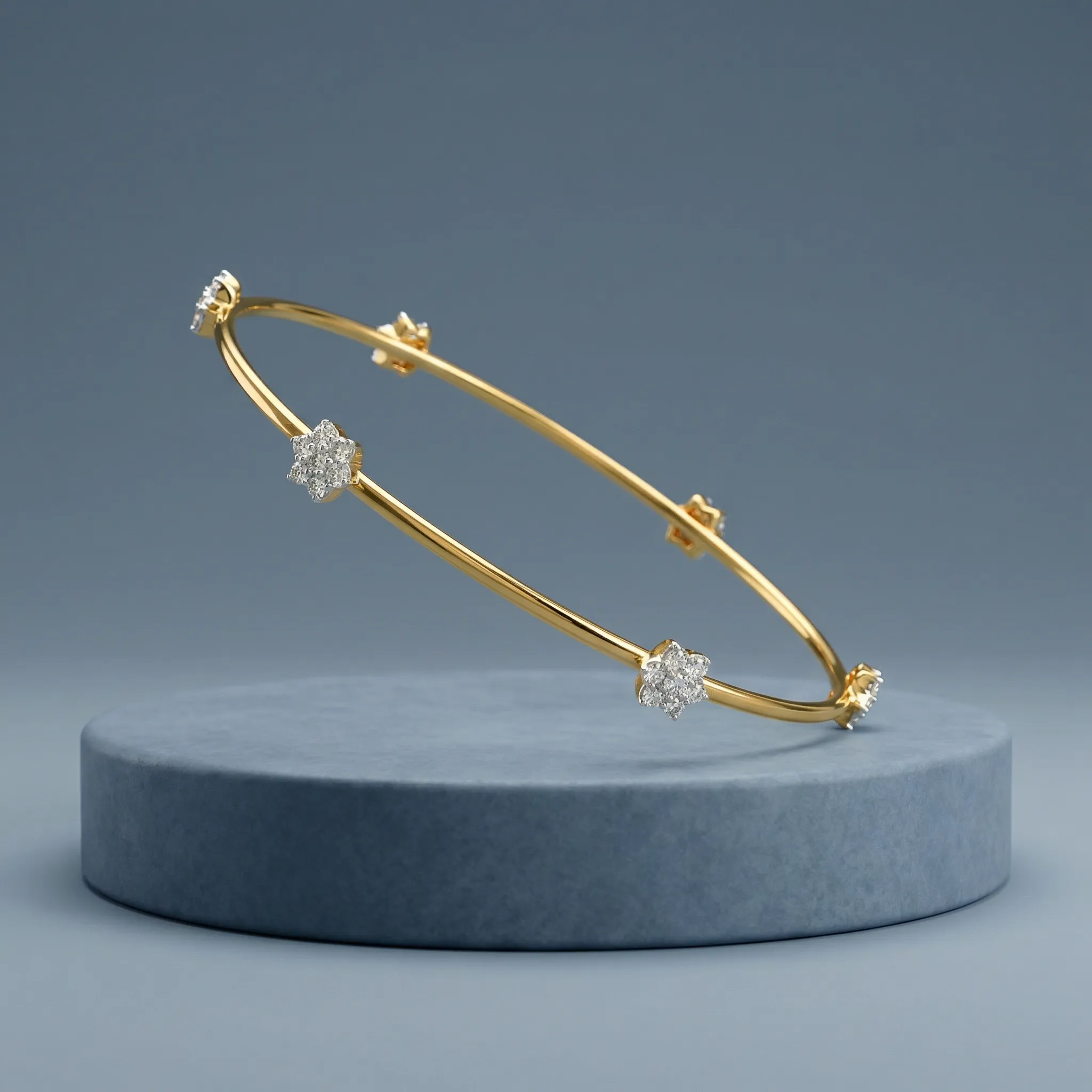 Golden Bloom Open Diamond Bangle