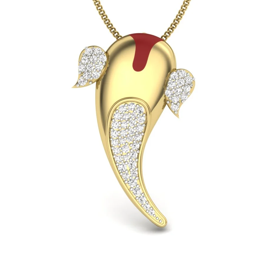 Ganesha Divine Flame Diamond Pendant