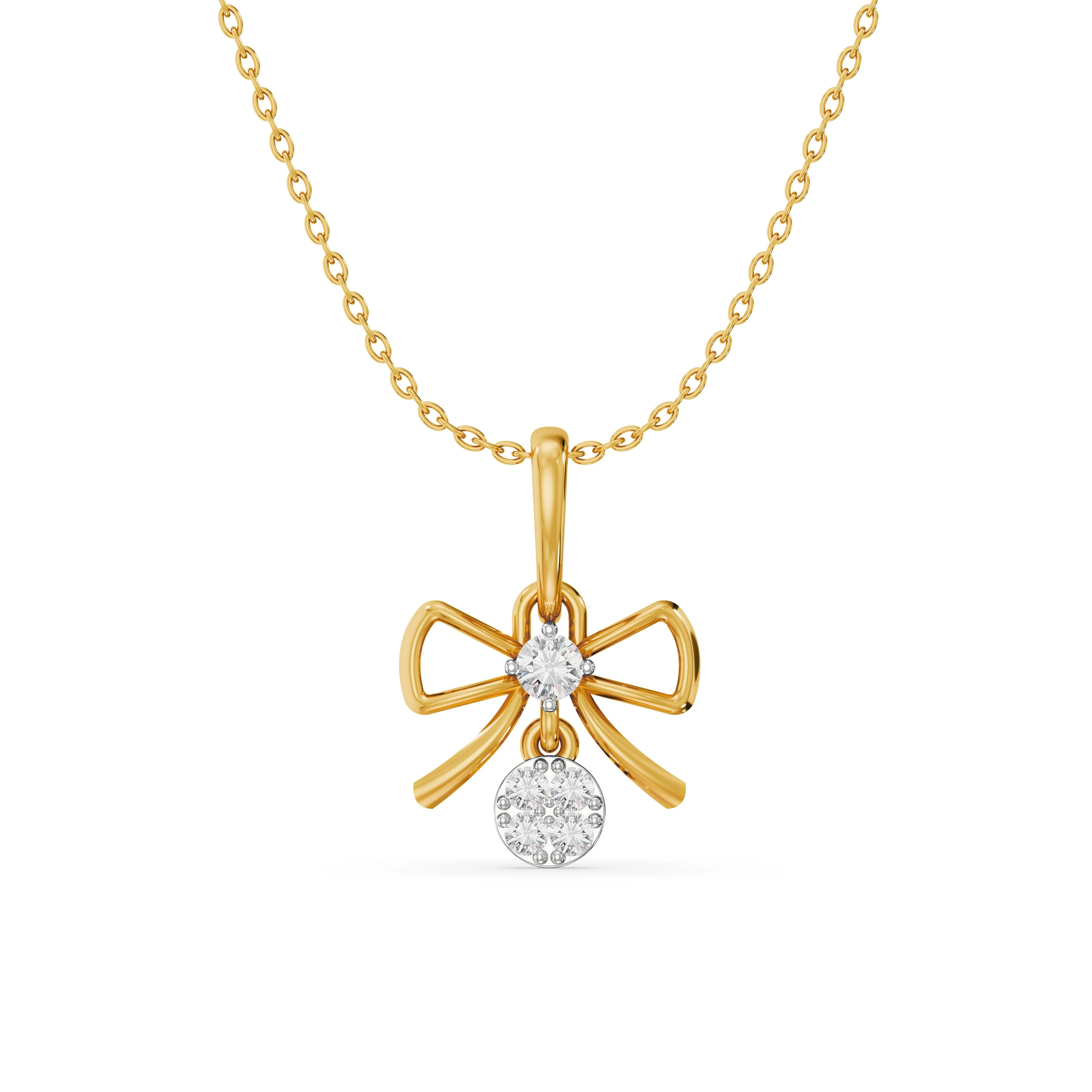 Golden Ribbon Diamond Pendant