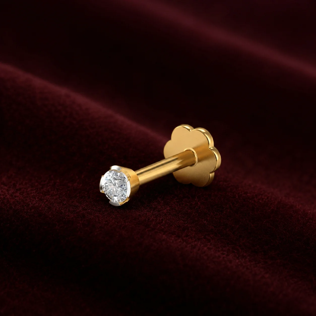 Moonlit Solitaire Nose Pin