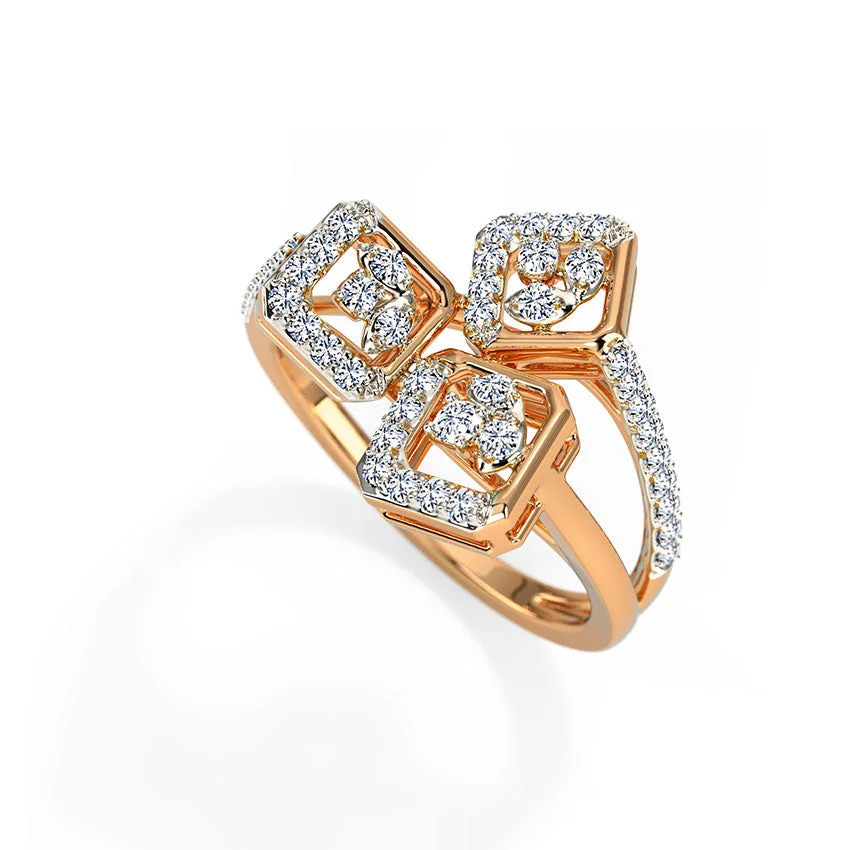 Geometric Bloom Diamond Ring
