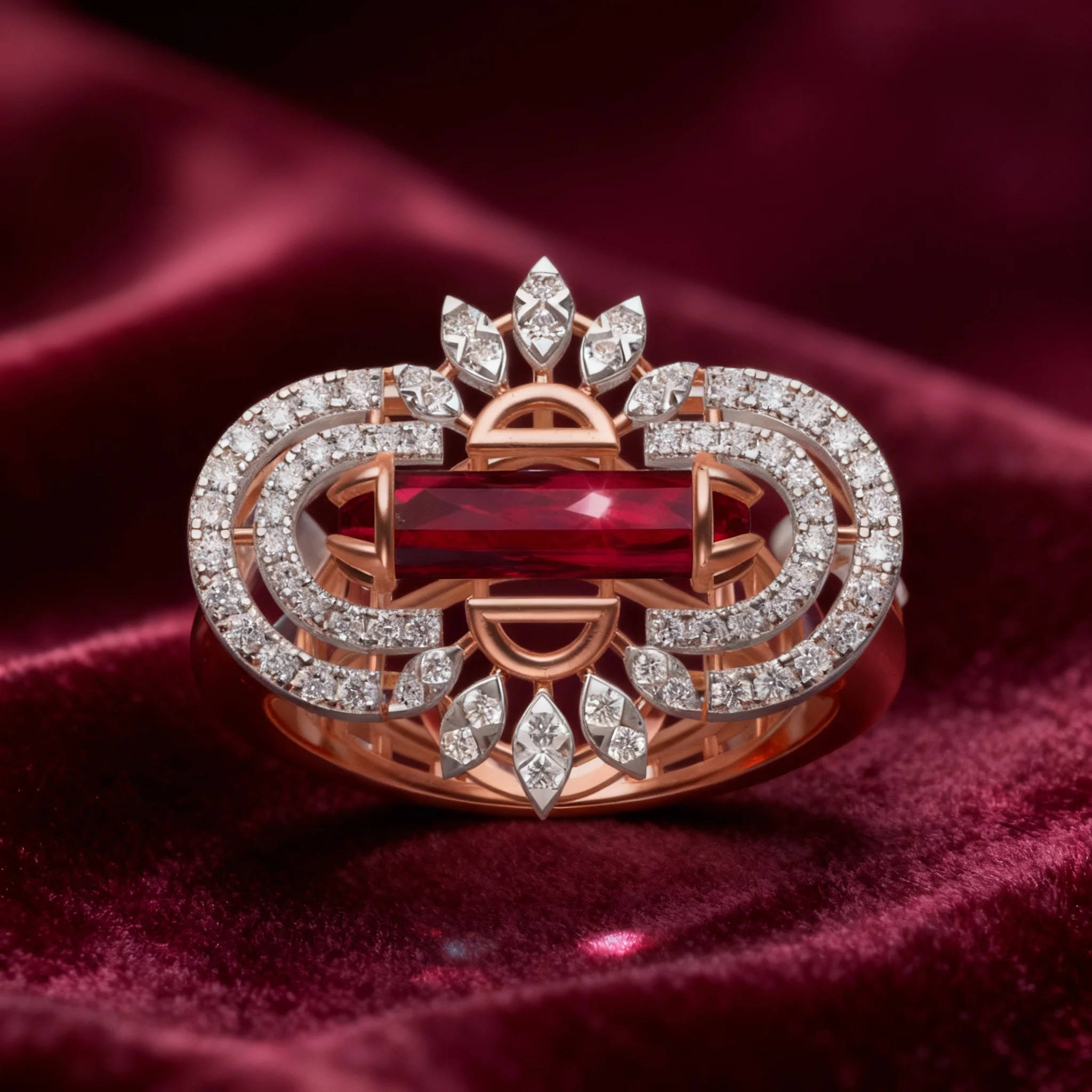 The Deco Royale Ruby Cocktail Ring
