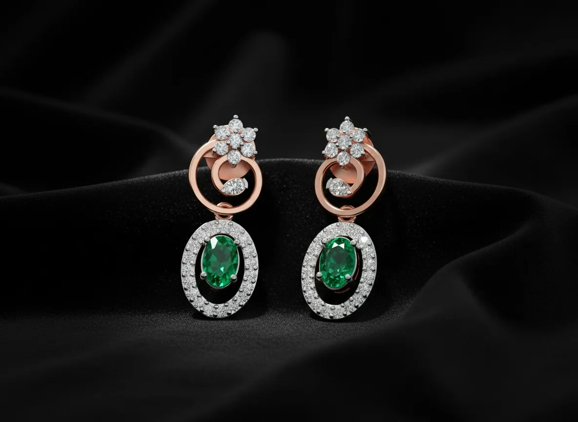 Aurex Emerald Halo Drop Earrings