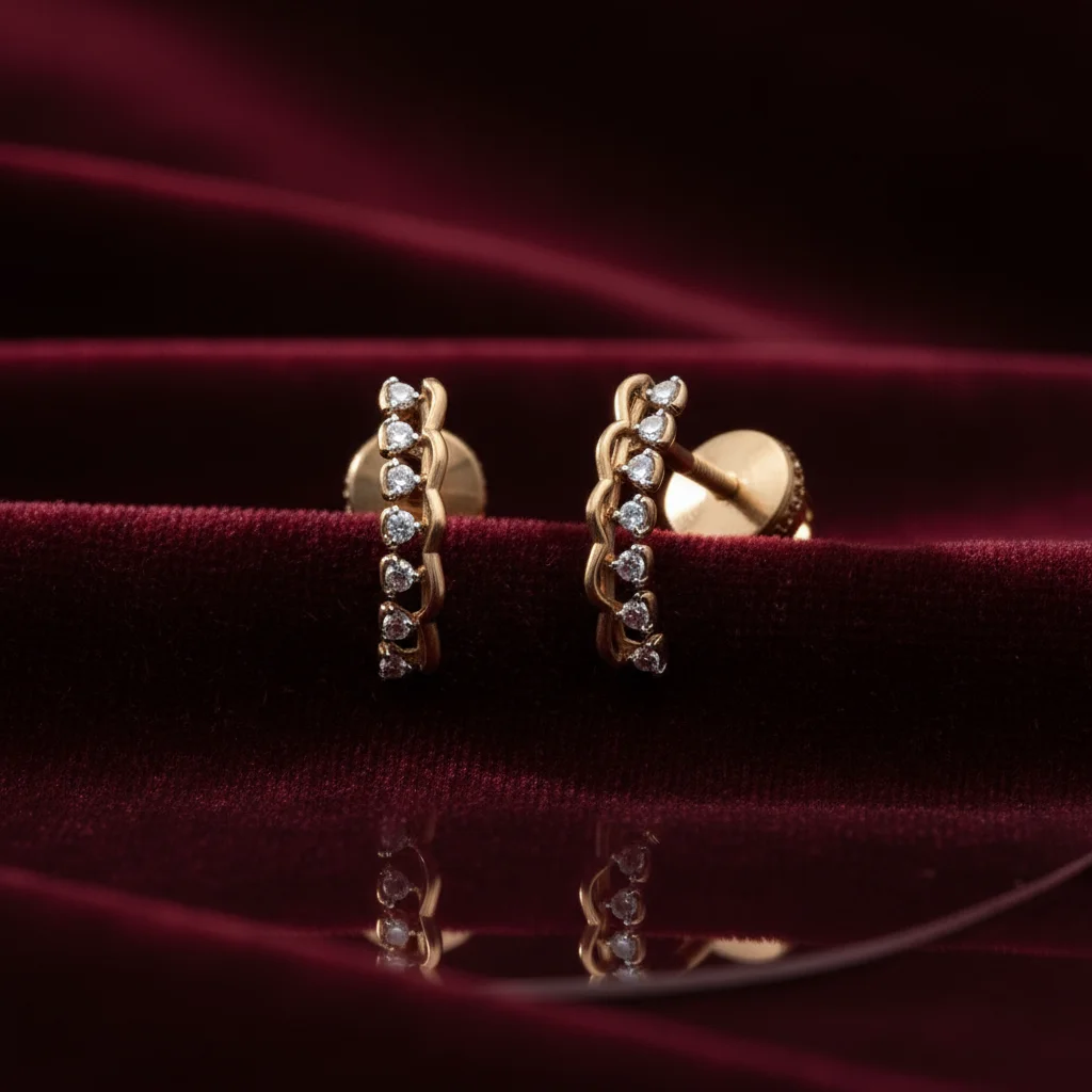 Serpentine Diamond Huggies
