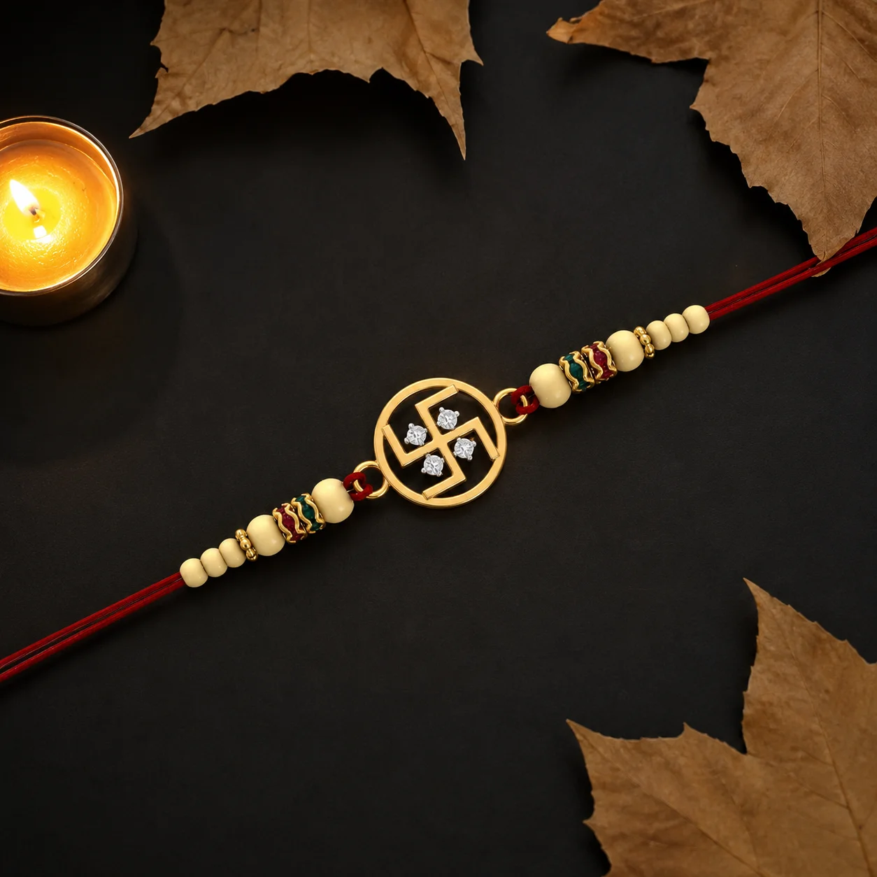 Radiant Swastik Diamond Rakhi