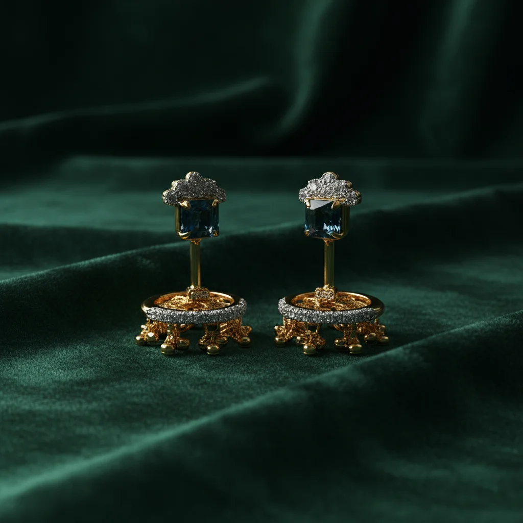 Azure Pillar Jhumka Earrings