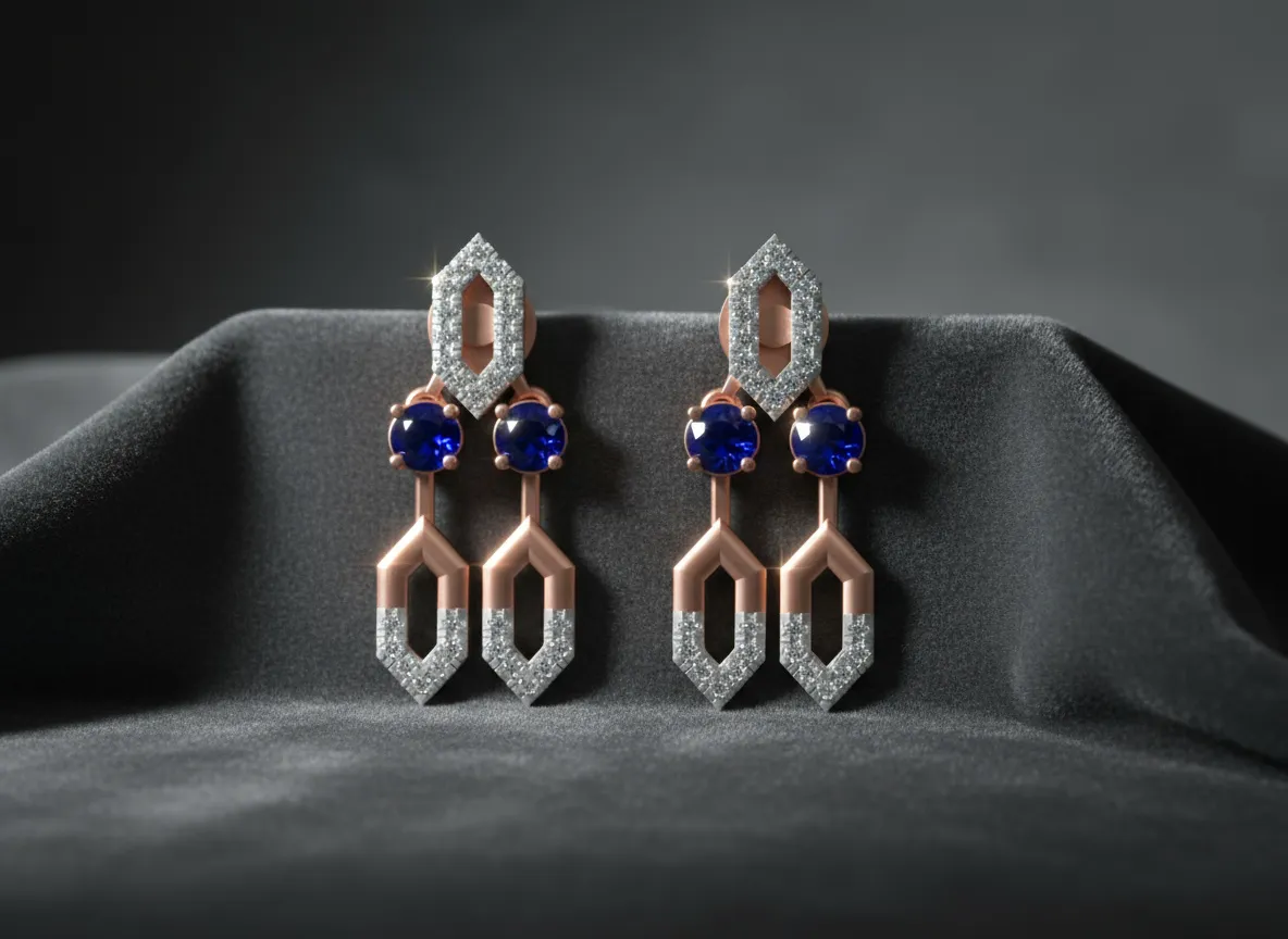 Aurelia Sapphire Diamond Architectural Earrings