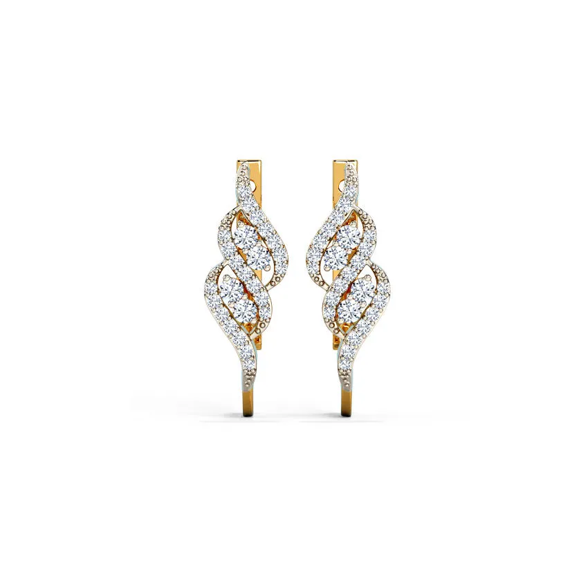 Golden Ribbon Diamond Huggie Earring