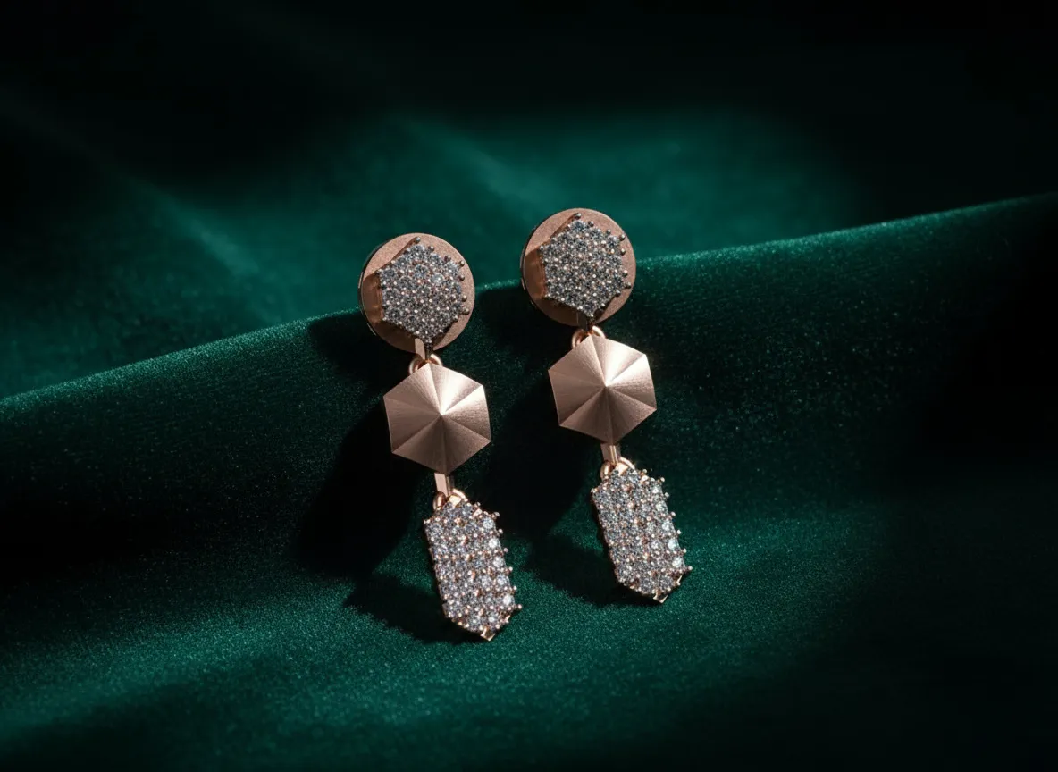 Hexara Diamond Statement Drop Earrings