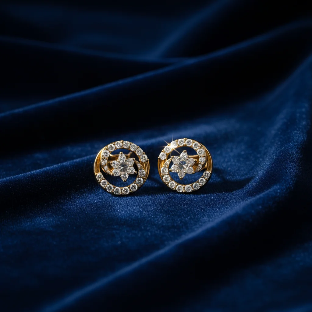 Celestial Swirl Diamond Stud Earrings