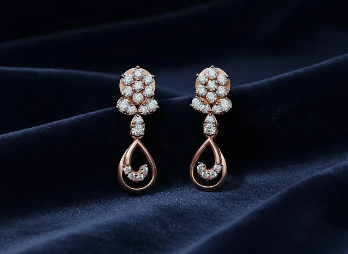 Diamond Petal Drop Earrings