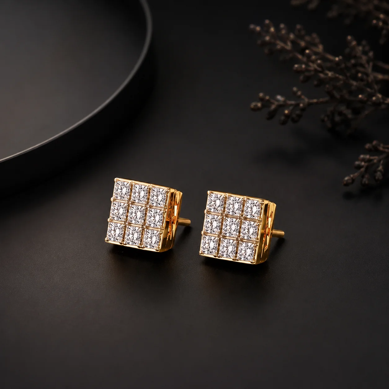 Royal Grid Diamond Studs