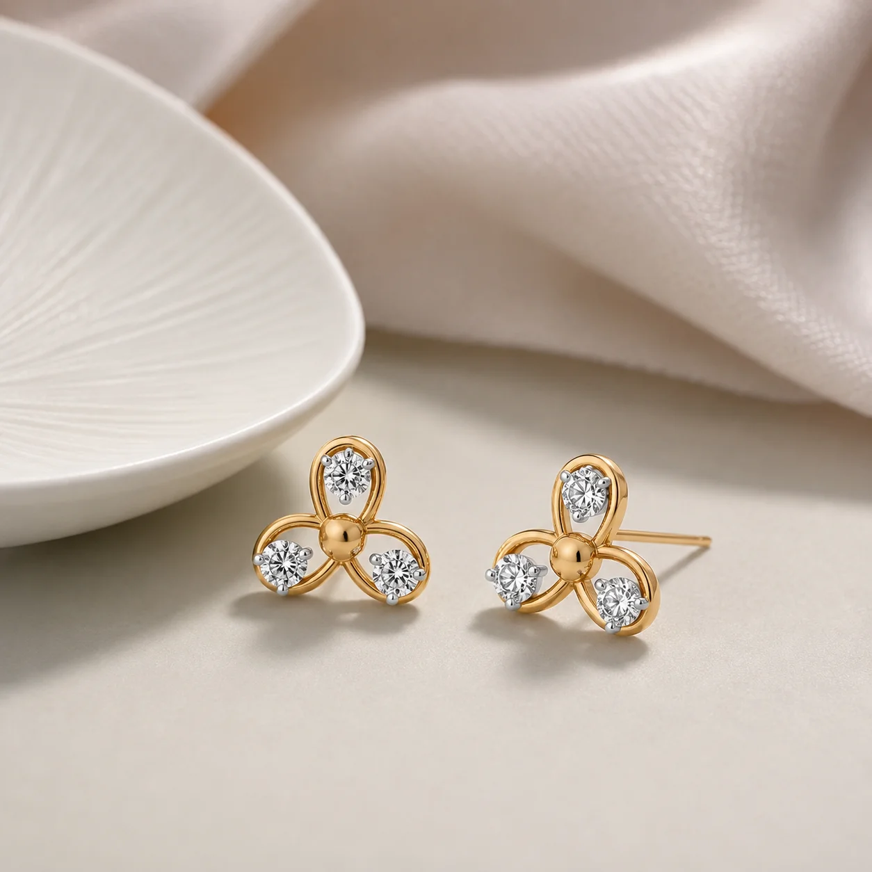 Trinity Bloom Diamond Studs